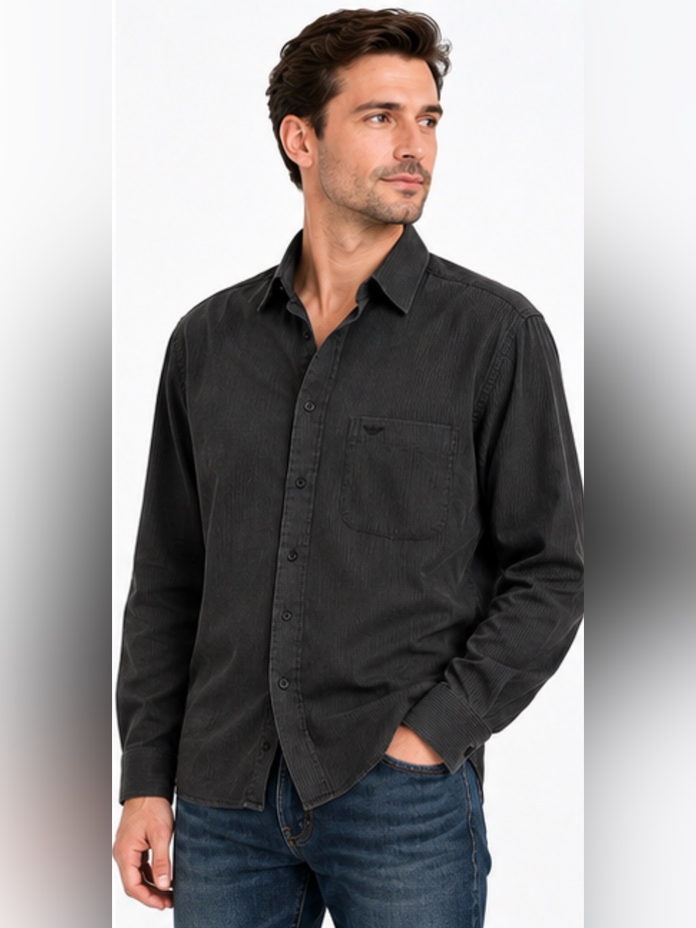 Giorgio Armani Made in Italy Men’s Charcoal Textured Shirt Size 16